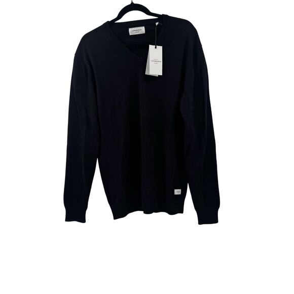 NWT Lindbergh black Cotton Knit W. V-Neck - Picture 2 of 8